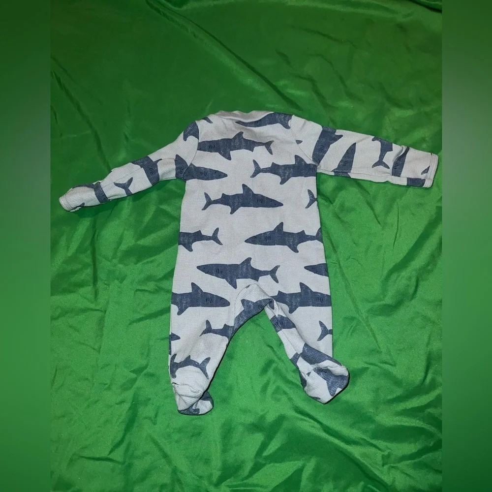 Carter's Blue Shark Print Footie size Newborn